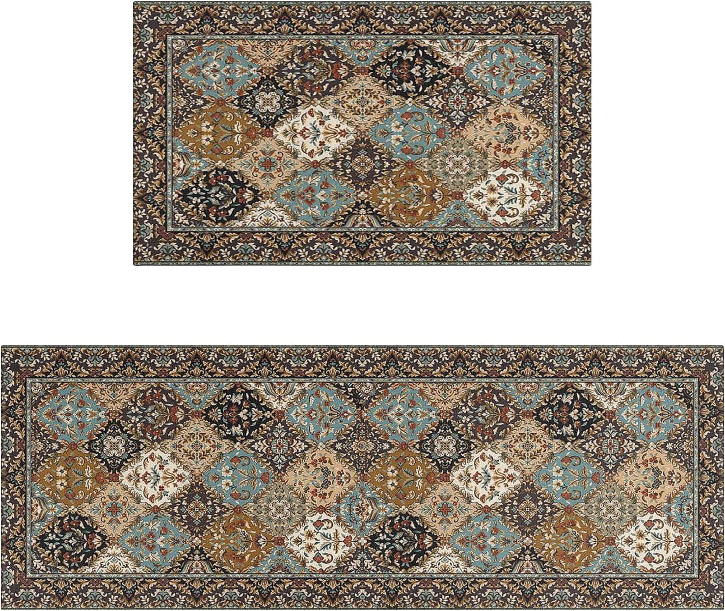 Boho Style Kitchen Rugs and Mats Set of 2 Farmhouse Rustic Kitchen Rugs ...