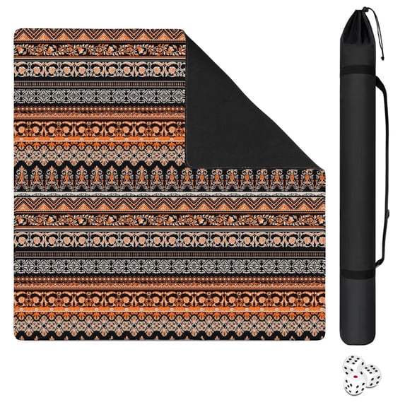 Boho Style Large Rubber Mahjong Playing Mat 31.5x31.5 Inch Game Table Cover Features Non-Skid Bottom for Stability and Noise Dampening for Tiles and Cards