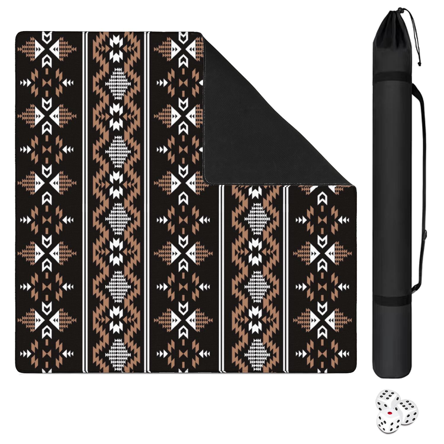 Boho Style Multi-Purpose Rubber Game Mat 31.5 Inch Square Extra Large Mahjong Pad Features Anti-Slip Backing and Noise Reducing Properties for Tiles and Boards