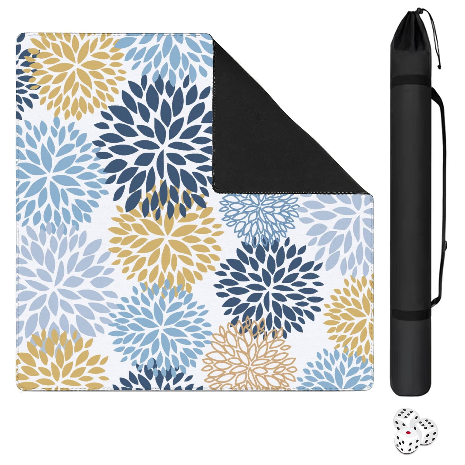 Boho Style Multi-Purpose Rubber Game Mat 31.5 Inch Square Extra Large Mahjong Pad Features Anti-Slip Backing and Noise Reducing Properties for Tiles and Boards