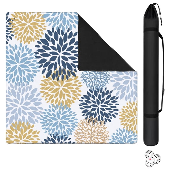 Boho Style Multi-Purpose Rubber Game Mat 31.5 Inch Square Extra Large Mahjong Pad Features Anti-Slip Backing and Noise Reducing Properties for Tiles and Boards