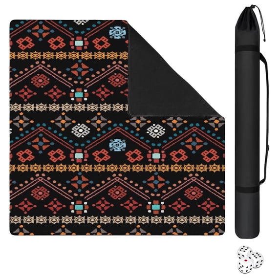 Boho Style Multi-Purpose Rubber Game Mat 31.5 Inch Square Extra Large Mahjong Pad Features Anti-Slip Backing and Noise Reducing Properties for Tiles and Boards