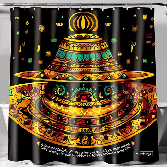 Boho Style Ornate Shower Curtain Vibrant Colors Bold Contrast