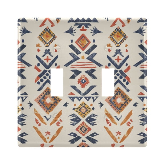 Boho Style Pattern Light Switch Cover Electrical Outlet Cover Replaceable Wall Plates 2-Gang