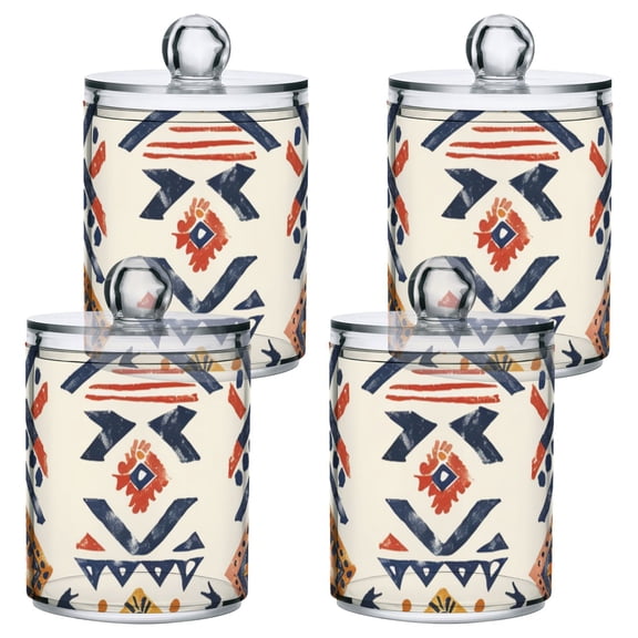 Boho Style Pattern Translucent Plastic Cans Storage Canisters with Lid Set of 4