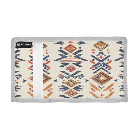 Boho Style Pattern Trifold Wallets Card Holders Coin Pockets with Lanyards Portable Unisex