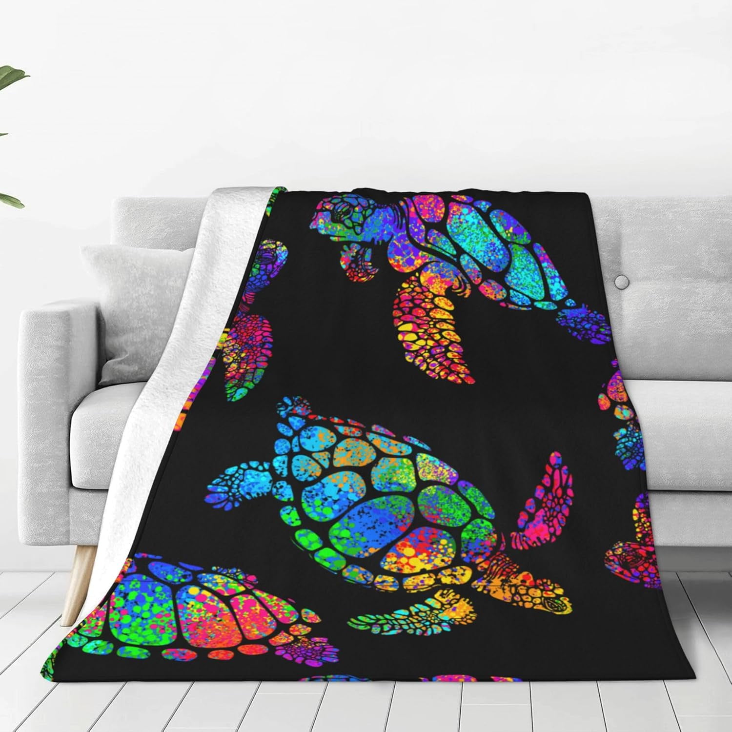 Boho Style Sea Turtle Blanket for Couch Bed Throw Blanket, Aesthetic