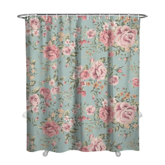Boho Style Shower Curtain Floral Rose Floral Vintage Retro Shower Curtain for Bathroom Home Decor Bathtubs Waterproof Fabric Curtain with 12 Hooks 72x84in