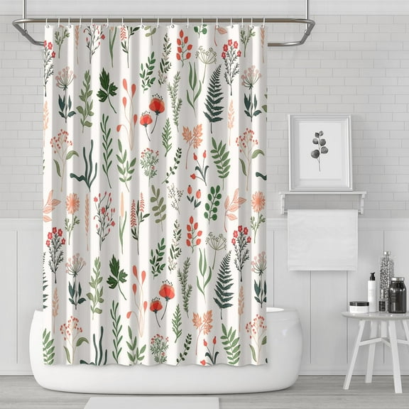 Boho Style Shower Curtain Fresh Garden Floral Vintage Retro Shower Curtain for Bathroom Home Decor Bathtubs Waterproof Fabric Curtain with 12 Hooks 72x72in