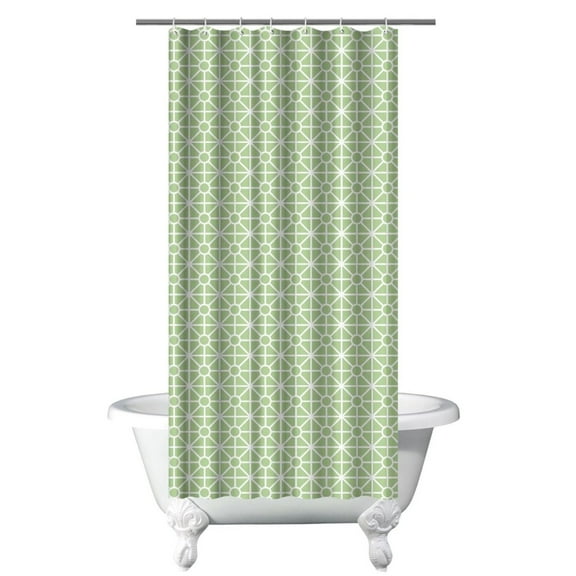 Boho Style Shower Curtain Green Geometry Floral Vintage Retro Shower Curtain for Bathroom Home Decor Bathtubs Waterproof Fabric Curtain with 7 Hooks 36x72in