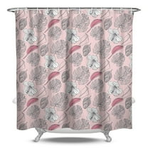 Boho Style Shower Curtain Pink Tropical Floral Vintage Retro Shower Curtain for Bathroom Home Decor Bathtubs Waterproof Fabric Curtain with 12 Hooks 84x72in