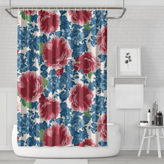 Boho Style Shower Curtain Pioneer Floral Floral Vintage Retro Shower Curtain for Bathroom Home Decor Bathtubs Waterproof Fabric Curtain with 12 Hooks 72x72in