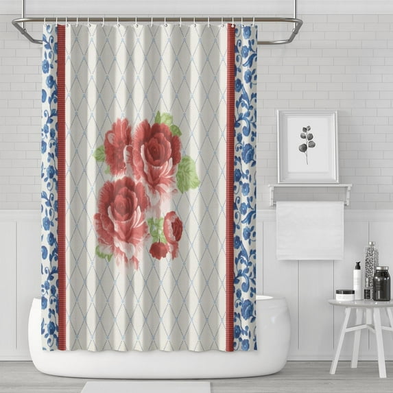 Boho Style Shower Curtain Pioneer Floral Vintage Retro Shower Curtain for Bathroom Home Decor Bathtubs Waterproof Fabric Curtain with 12 Hooks 72x72in