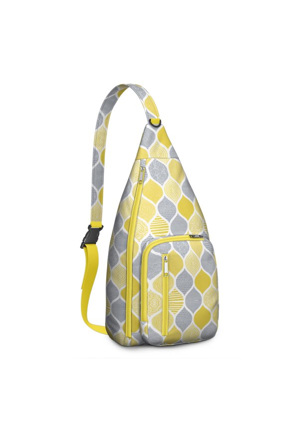 Boho Style Sling Backpack - Abstract Tribal Print Crossbody Bag, Durable Travel Pack