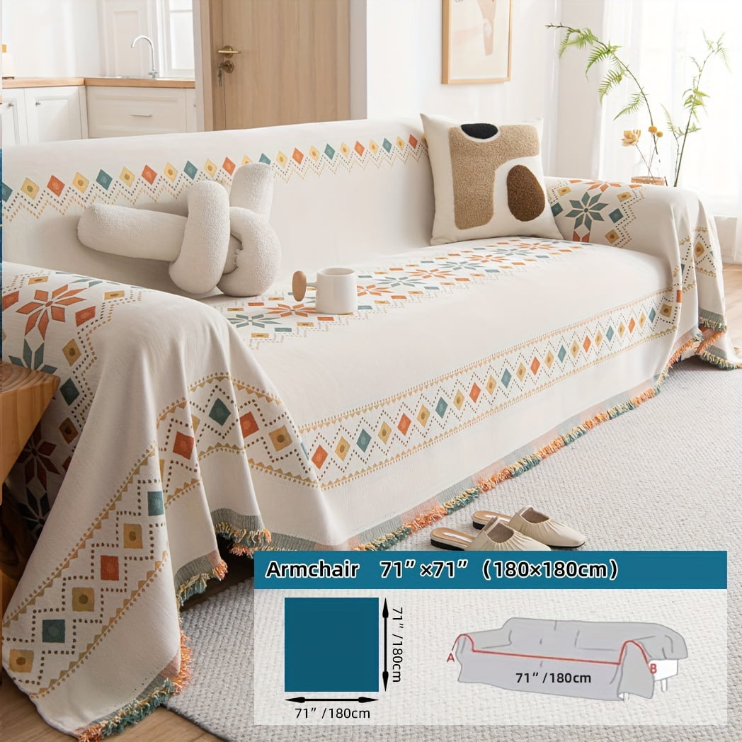 Boho Style Sofa Cover, Universal Sofa Slipcover For All Seasons, Non ...