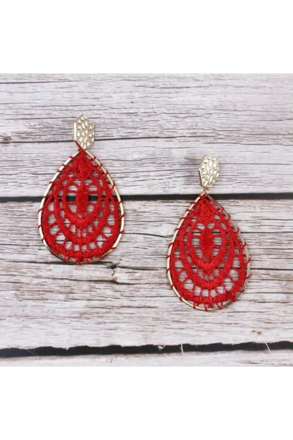 Boho Style Spider Teardrop Tatting Lace Dangle Earrings for Women Lace Jewelry