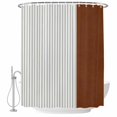 thumbnail image 1 of Boho Style Stripe Fabric Shower Curtain Brown Leather Washable Shower Curtains for Bathroom, Waterproof Bath Curtain with Hooks Home Decor 36x72in, 1 of 8