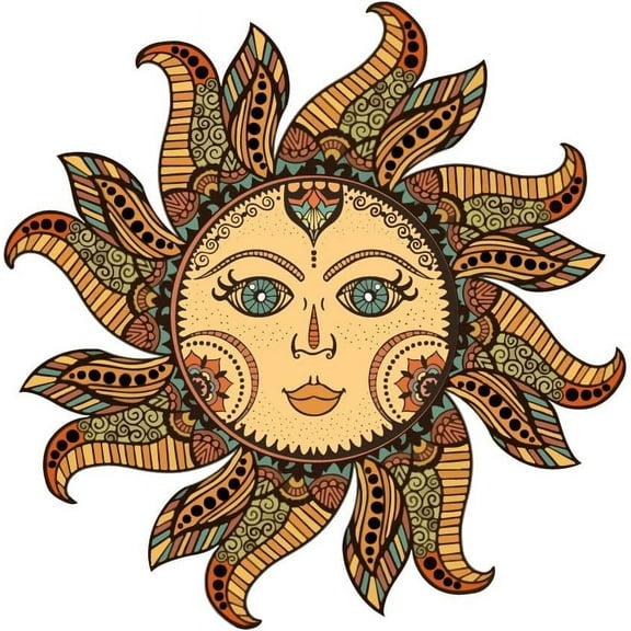 Boho Style Sun Wall Decal Sun Wall Sticker Peel and Stick Vinyl Decals DIY Art Wall Decorations to Stick On The Wall for Living Room Bedroom Preppy Room Colorful