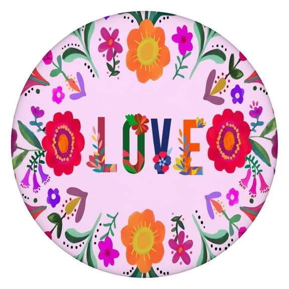 Boho Style Tablecloth Waterproof Oxford Fabric with Elastic Fit for 45-52” Table, Perfect for Balcony Brunch and RV Meals