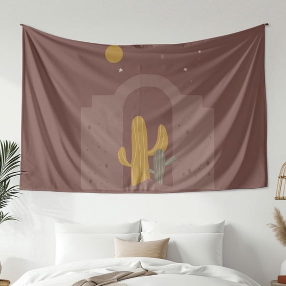 Boho Style Tapestry, Abstract Cactus Print Wall Hanging Tapestry, Bedroom Living Room Dorm Decoration, Home Decor