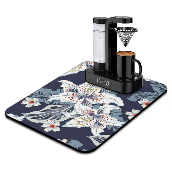 Boho Style Tropical Floral Coffee Mat, Diatom Mud Absorbent Drying Pad, Summer Beach Vibes for Kitchen and Counter