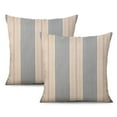 thumbnail image 1 of Boho Styled Linen Pillow Covers 18x18 Inch (Set of 2) – Black and Beige Stripe Patchwork to Enhance Your Decor, 1 of 7