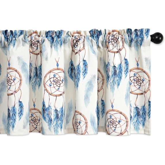 Boho Stylish Printed Valance for Kitchen, Dreamcatcher Pattern Linen Textured 18 Inches Long Small Window Drapes for Bathroom Kid''s Room, 1 Panel, Rod Pocket