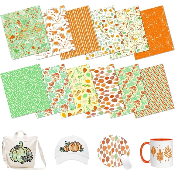 Boho Sublimation Ink Transfer Sheets 12 Sheets 12'' x 10''Green Sublimation Paper Boho Pattern Transfer Sheets for Mugs Tumblers DIY