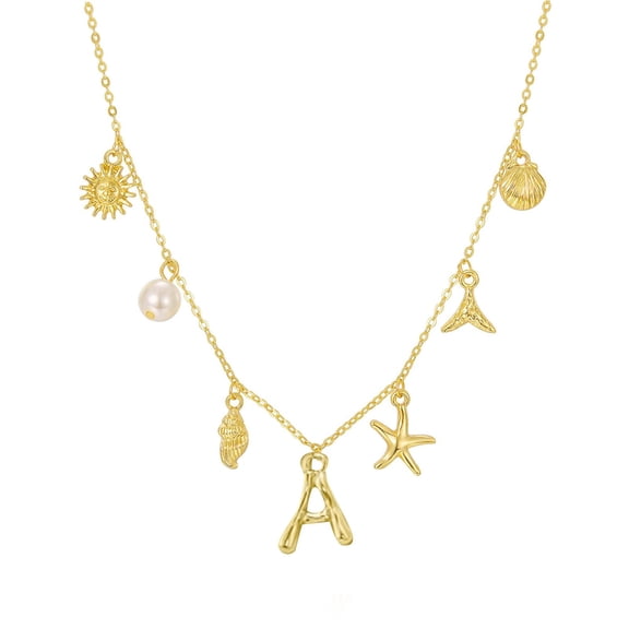 Stunning Initial Charm Necklace for Women - Seashell Letter Gold Pendant Elegant Boho Summer Jewelry Unique Idea for Beach Lovers