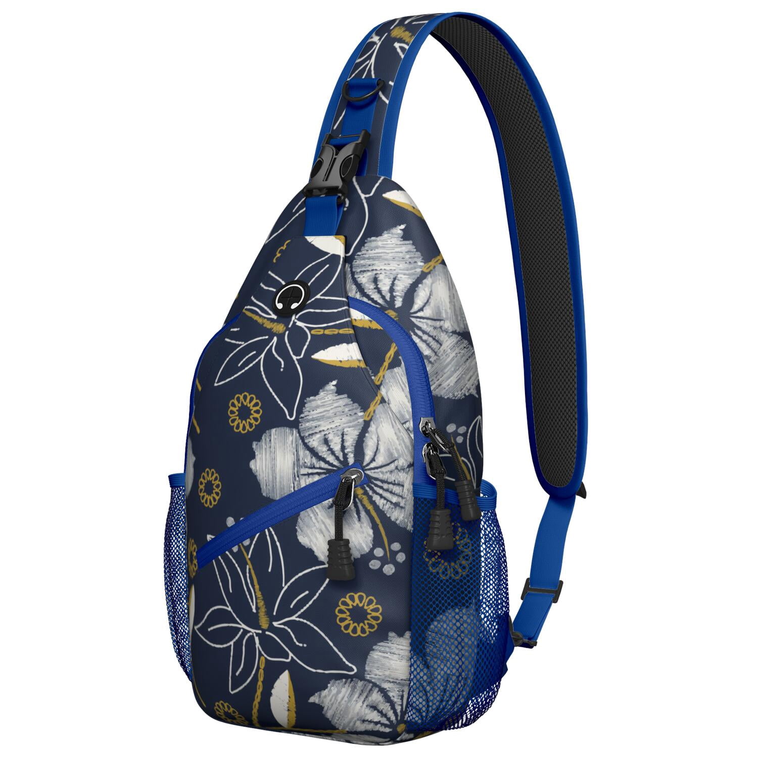 Boho Summer Beach Sling Backpack with Hawaiian Floral, Jungle Leaves ...