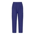 thumbnail image 1 of Boho Summer Pants for Women 2025 New Wide Leg Pants for Women Dressy Loose Trousers Casual High Waisted Linen Pants with Pocket Going out Work Pants Navy S, 1 of 8