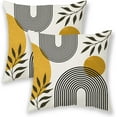 thumbnail image 1 of Boho Summer Pillow Covers 18x18 Inch 2 Pcs, Mustard Yellow Tropical Leaf Outdoor Decorative Throw Pillows, Mid Century Abstract Art Farmhouse Decor Pillowcase Linen Cushion Cover for Couch Sofa, 1 of 6