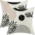 thumbnail image 1 of Boho Summer Pillow Covers 20 x 20 Inch, Black White Beige Leaf Decor Throw Pillows for Couch Bed, Modern Abstract Plant Outdoor Farmhouse Decorative Pillowcase Linen Cushion Cover Set of 2, 1 of 6