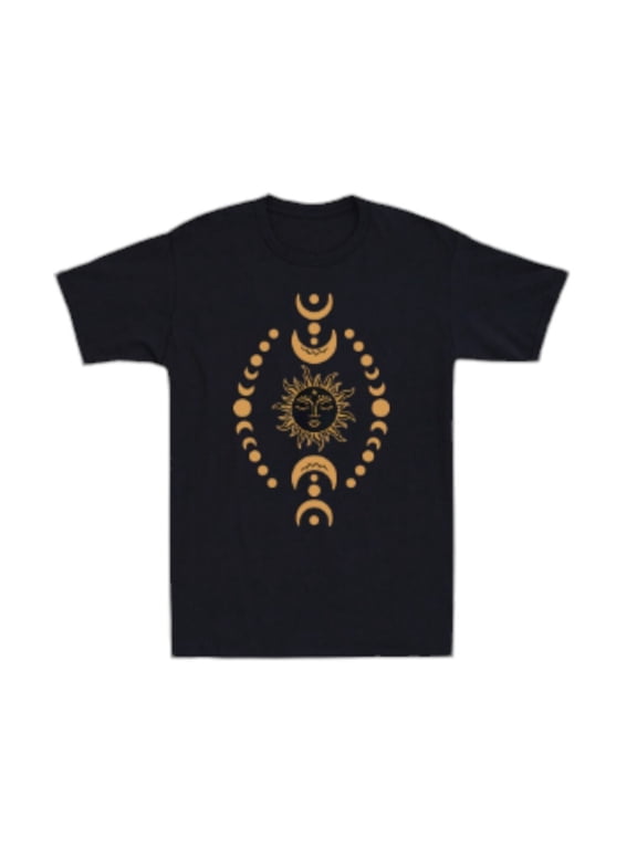 Boho Sun And Moon Celestial Crescent Moon Men's T-Shirt Phases Vintage Cool Tee