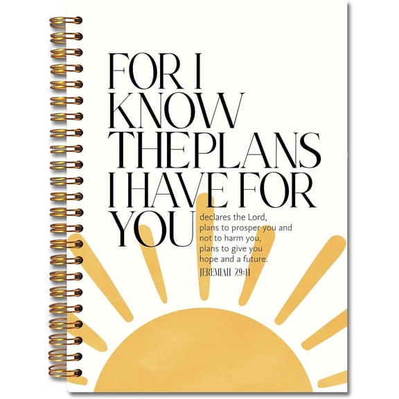 Boho Sun Christian Spiral Notebook, Jeremiah 29:11 for I Know the Plans I Have for You  Prayer Journal Gifts for Women, Christian Hardcover Notebook Journal Office School Supplies, 5.5x8.3
