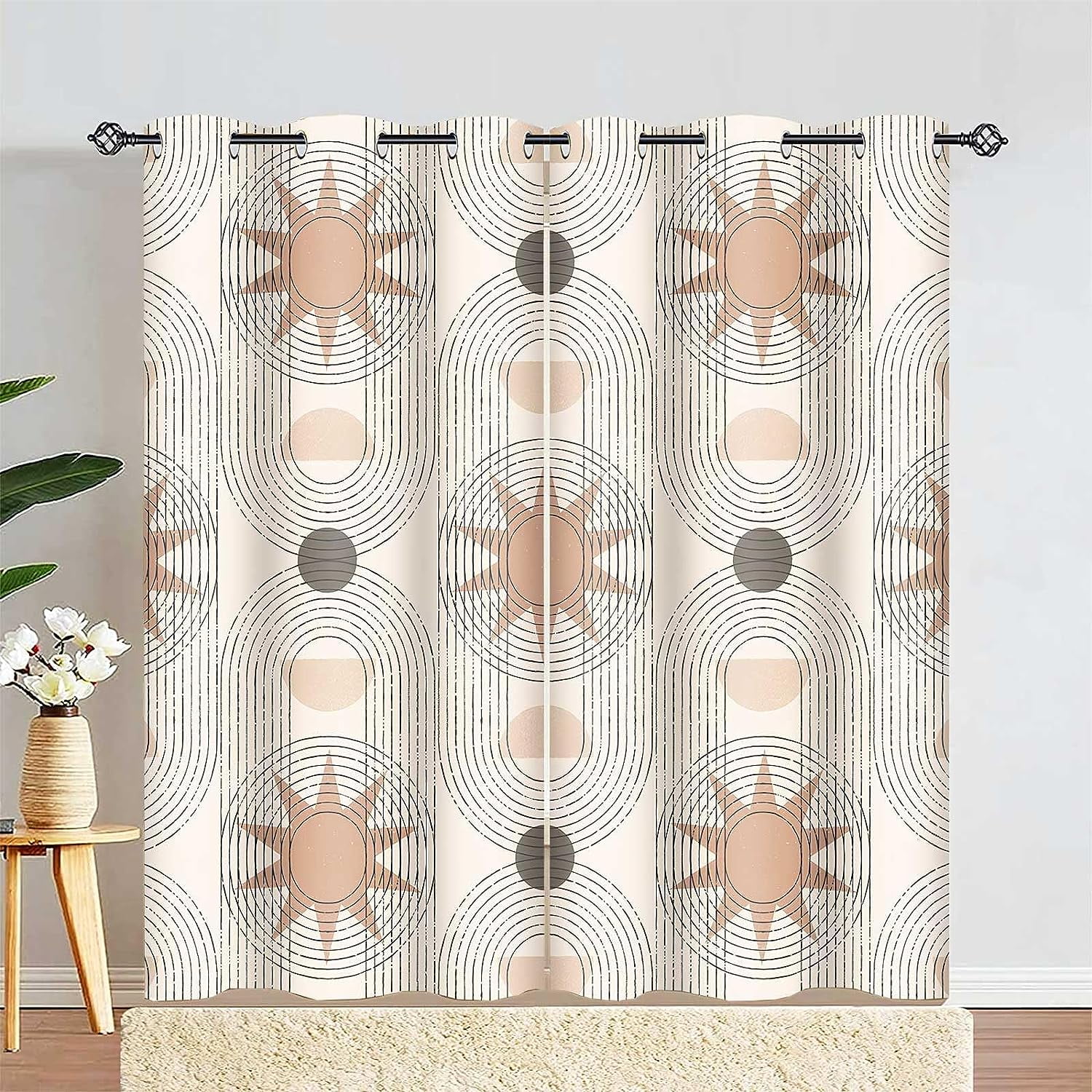 Boho Sun Curtains Modern Abstract Minimalist Window Curtain 42"x 84" 2