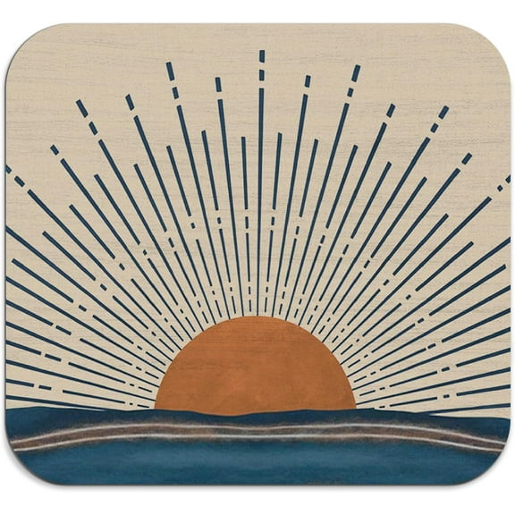 Boho Sun Dish Drying Mat - Sun Ocean Absorbent Dish Drying Mat for Kitchen Counter, Coffee Bar Mat, Coffee Maker Mat for Countertops, Dish Rack Drainer Mat, 16x18in