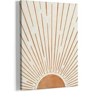 Boho Sun Framed Canvas Pictures Wall Art Decor,Boho Wall Art,Boho Office Bathroom Decor,Bohemian Boho Sun Sunrise Sunshine Wall Art Decoration For Bathroom Office Room Bedroom 11x14 (Orange)