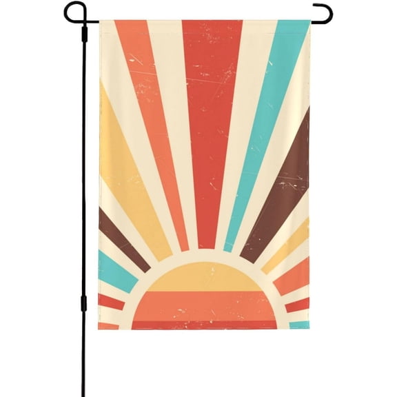 Boho Sun Garden Flag Vertical Vintage Sunset Sunrise Yard Flag 12x18 Inch Small Seasonal Outdoor Decor