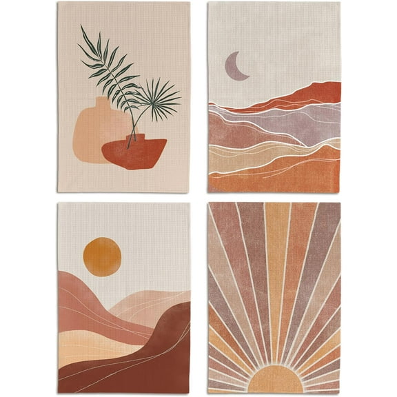 Boho Sun Kitchen Towels,Boho Kitchen Decor,Boho Dish Towels,Boho Sun Hand Towels for Kitchen Bathroom,Bohemian Decor for Home,18x26 Inch Set of 4