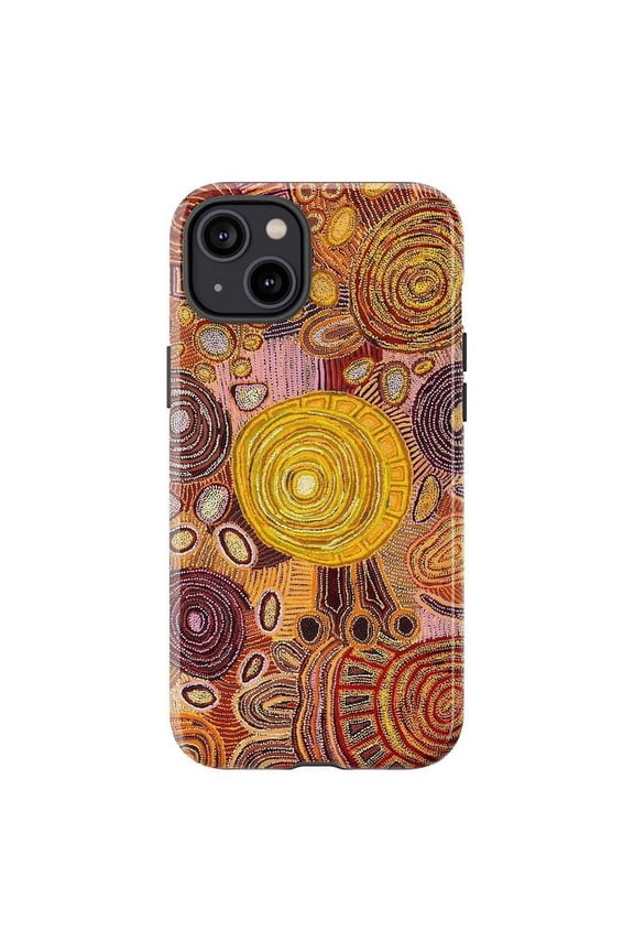 Boho Sun Mandala Pattern Phone Case, Dual Layer Tribal Art Protective Cover for iPhone 16 15 14 13 12 11 Pro Plus Mini