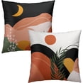 thumbnail image 1 of Boho Sun Moon Throw Pillow Covers 16''''x16'''' Bohemian Mountains Pillowcase Set of 2 Square Home Bedroom Cushion Cover Sofa Bed Couch Decor, 1 of 6