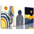 thumbnail image 1 of Boho Sun Moon Wall Art Prints Boho Wall Decor Mid Century Modern Wall Art Set of 3 Black Yellow Blue Mountain Art Minimalist Geometric Artwork for Living Room Bathroom Bedroom Decor 12"x16", 1 of 6
