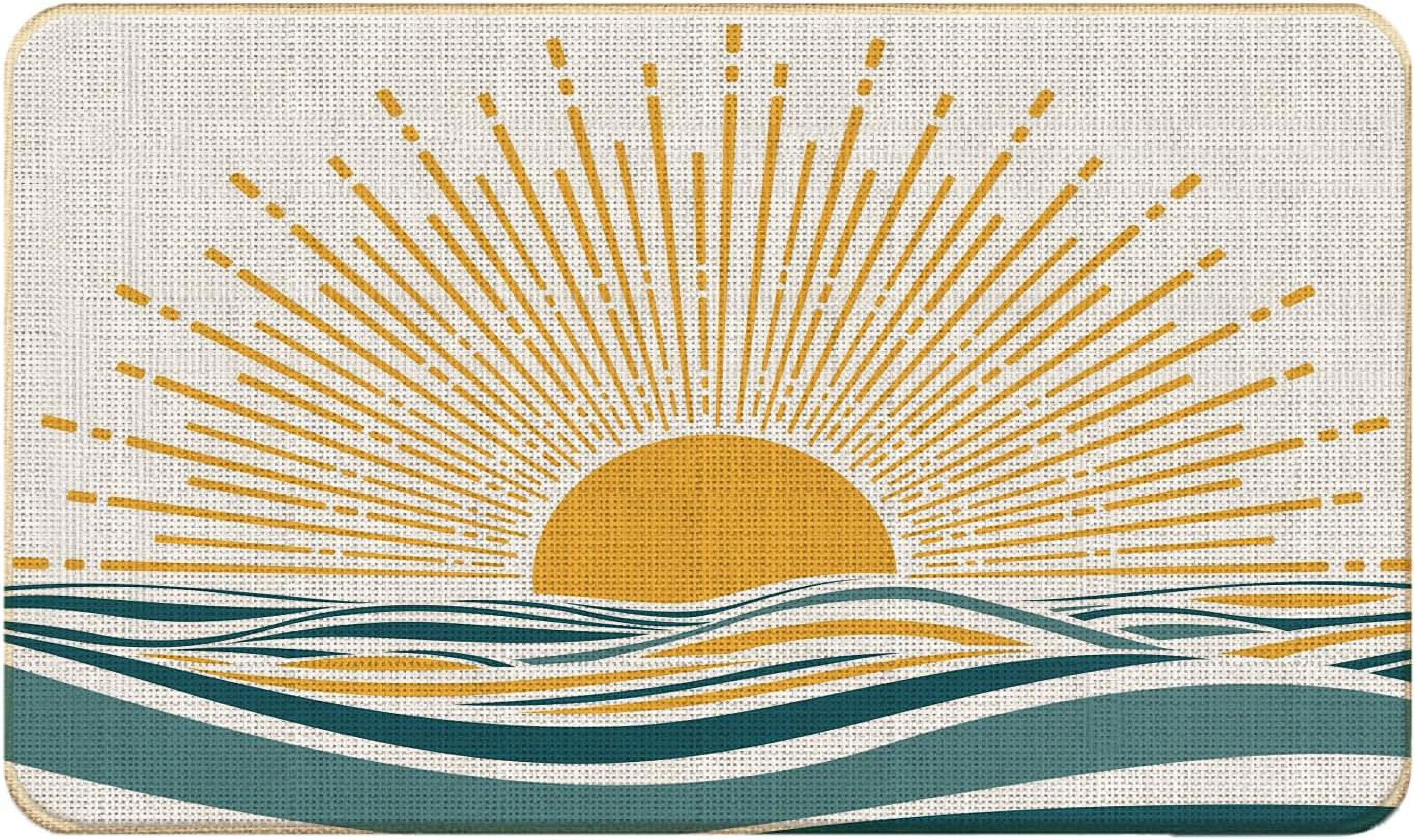 Boho Sun Ocean Front Door Mat Bohemian Welcome Mat for Entryway, Bath, Kitchen 17x30 Inch Outdoor/Indoor Decor Add a Splash of Boho Charm to Your Home’s Entrance Unique and Artistic Design
