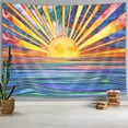 thumbnail image 1 of Boho Sun Ocean Tapestry, Funny Hippie 70S Sunrise Sunset Classroom Tapestry for Bedroom, Retro Colorfull Rainbow Aesthetic Wall Tapestry Hanging Home Room Bedroom College Dorm, 60X40IN, 1 of 3