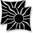 thumbnail image 1 of Boho Sun Pillow Covers 18x18 Set of 2, Outdoor Black Bohemian Sunset Sunshine Decorative Throw Pillow Covers Linen Farmhouse Abstract Sunrise Cushion Case for Home Couch Sofa Decor, 1 of 6