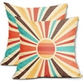 thumbnail image 1 of Boho Sun Pillow Covers 20x20 Set of 2 Retro 70s Colored Bohemian Colorful Abstract Art Sunshine Print Decorative Throw Pillows Outdoor Pillowcase Farmhouse Cushion Case Decor for Couch Sofa Bed, 1 of 6
