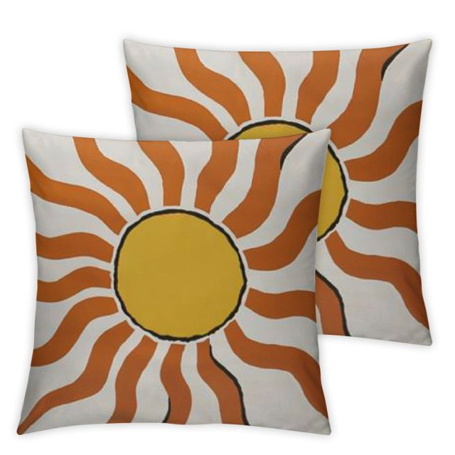 Boho Sun Pillow Covers Outdoor Burnt Orange Bohemian Sunset Sunshine