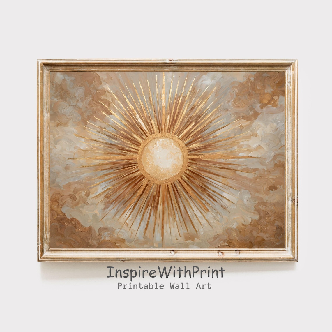 Boho Sun Poster, Horizontal Sun Art Abstract Sunrise Poster, Midcentury ...