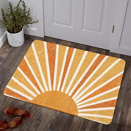 Boho Sun Print Area Rug - 2x3 Small Washable Rug Modern Abstract Non-Slip Area Rug Accent Distressed Throw Rugs Floor Carpet for Bedrooms Living Laundry Room entryway Rug (2'x3', Rainbow Sun)